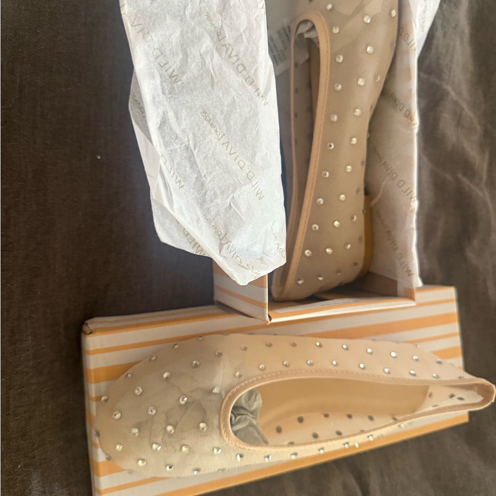 Wild Diva Tan and Silver Studded flats